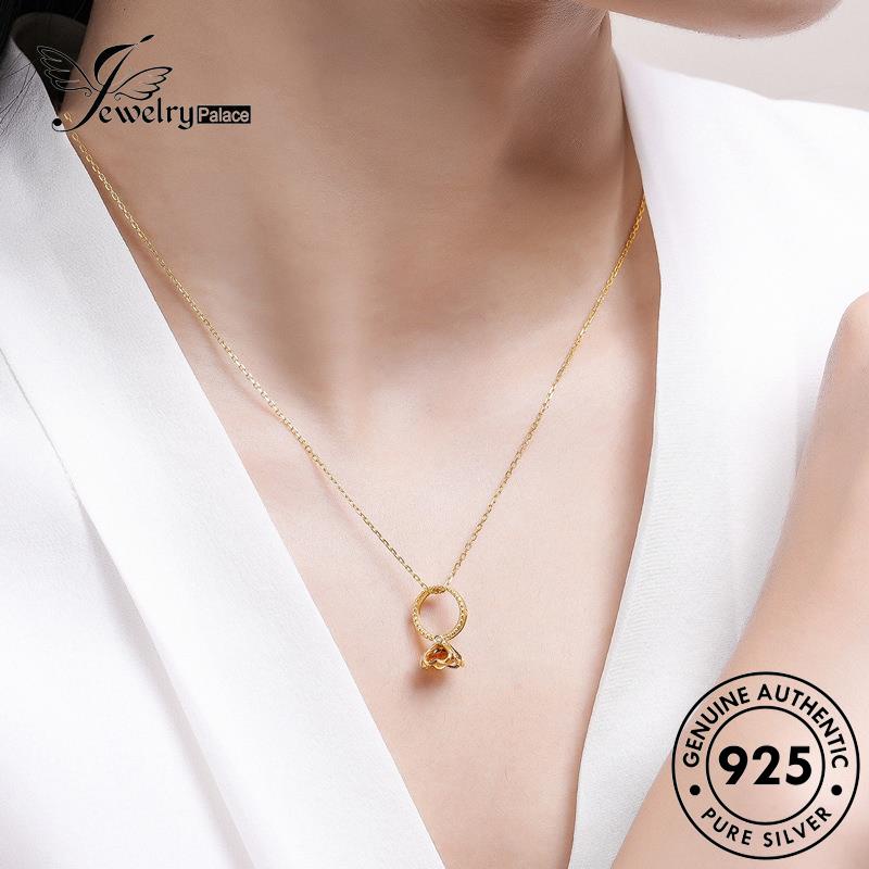 Jewelrypalace Kalung Kreativitas925 Citrine Set Wanita Perak Asli S92