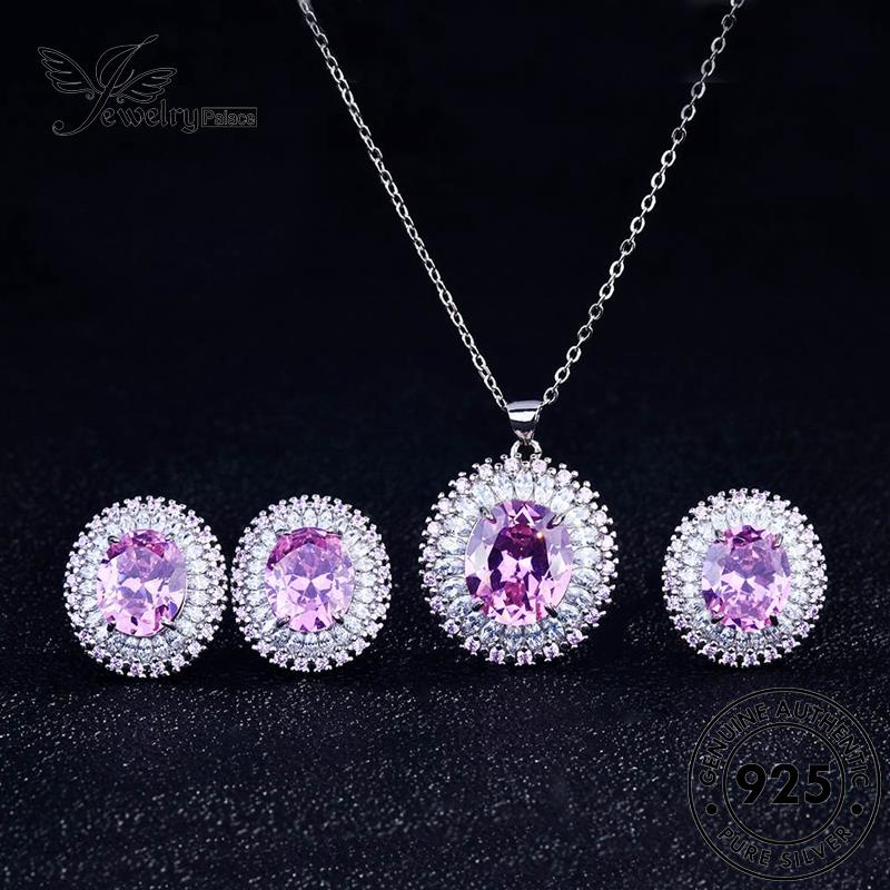 Jewelrypalace Set Perak Asli925 Citrine Bulat Kalung Wanita S99