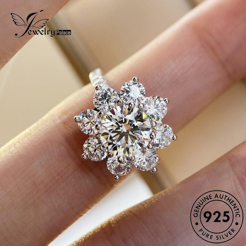 Jewelrypalace Kalung Asli Wanita Pribadi Berlian Moissanite Set Perak925 Bunga Matahari S135