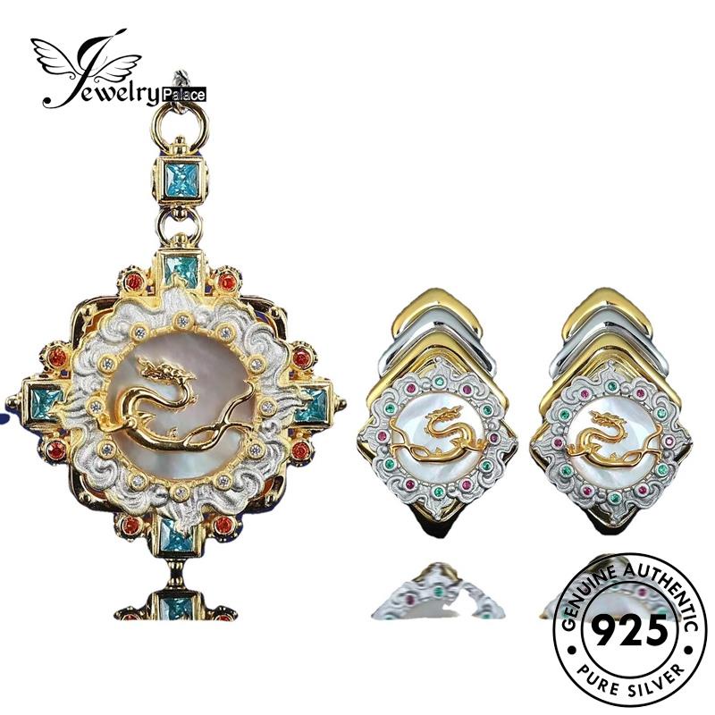 Perhiasantempat Set Naga Perak Retro Asli925 Wanita Kalung S195