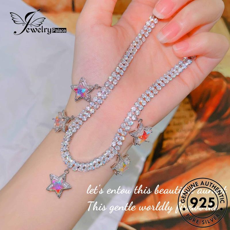 Jewelrypalace Perak Asli925 Kalung Berlian Wanita Set Bintang Pink Manis Kristal S283