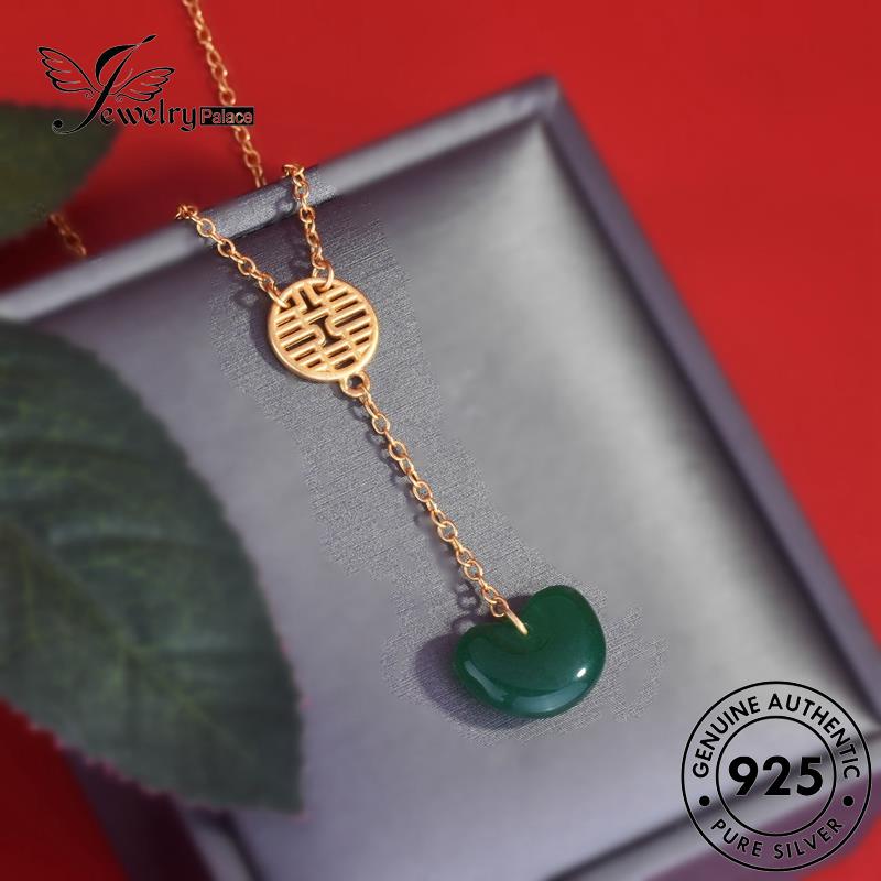 Tempat Perhiasan925 Set Perak Wanita Emerald Asli Kalung Simple S309