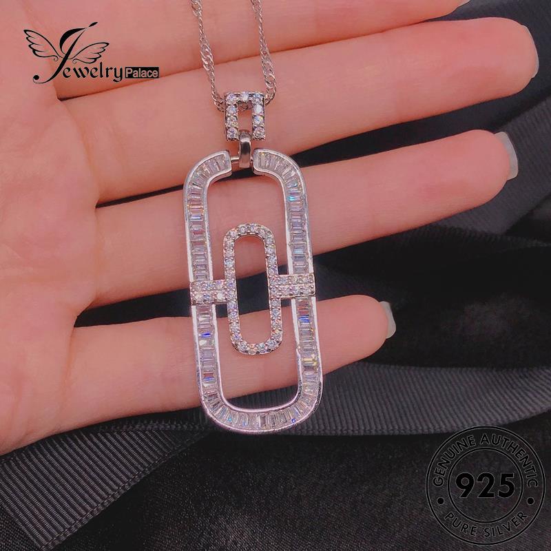 Jewelrypalace Kalung Perak Set Berlian Asli Temperamen Wanita Moissanite925 S320