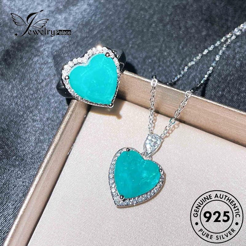 Jewelrypalace Set Perak Aquamarine Creativity925 Kalung Asli Wanita S369