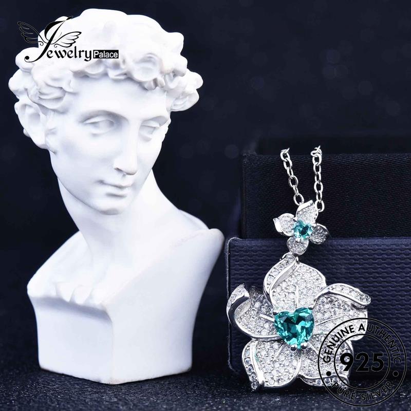 Perhiasanpalace Perak Wanita Bunga Set The Aquamarine Asli925 Kalung S406