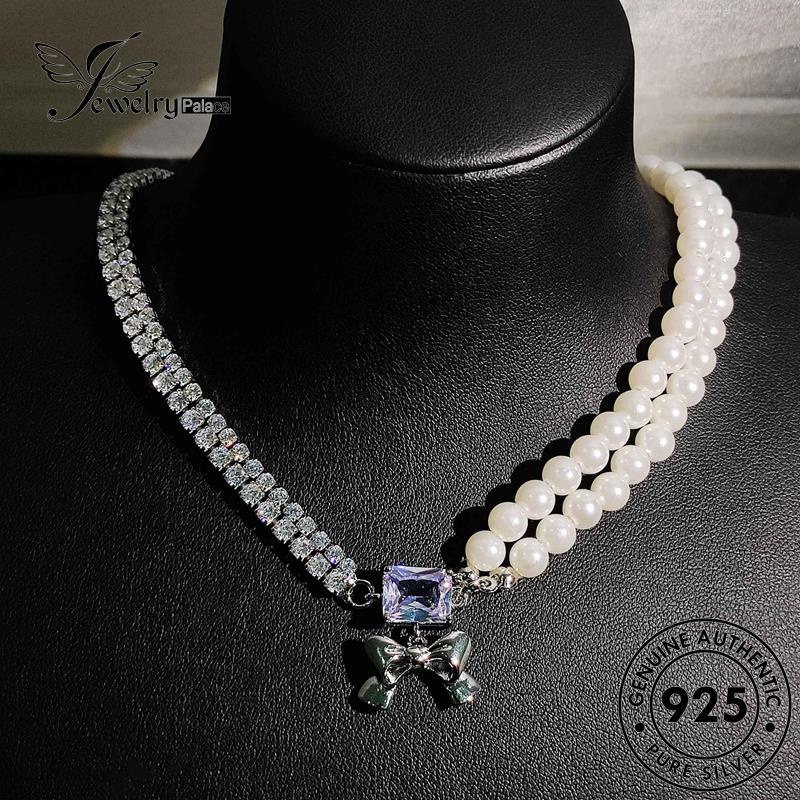 Jewelrypalace Temperamen Moissanite Kupu-Kupu Wanita Set925 Perak Berlian Kalung Asli S392