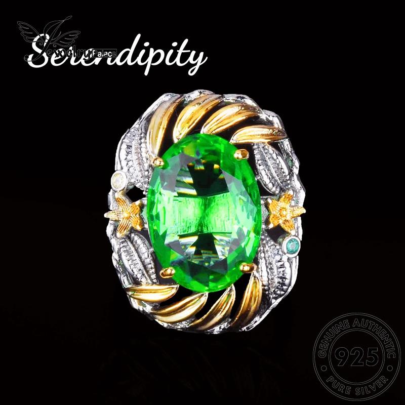 Jewelrypalace 925 Perak Olive Set Kalung Asli Wanita Bentuk Zamrud S446