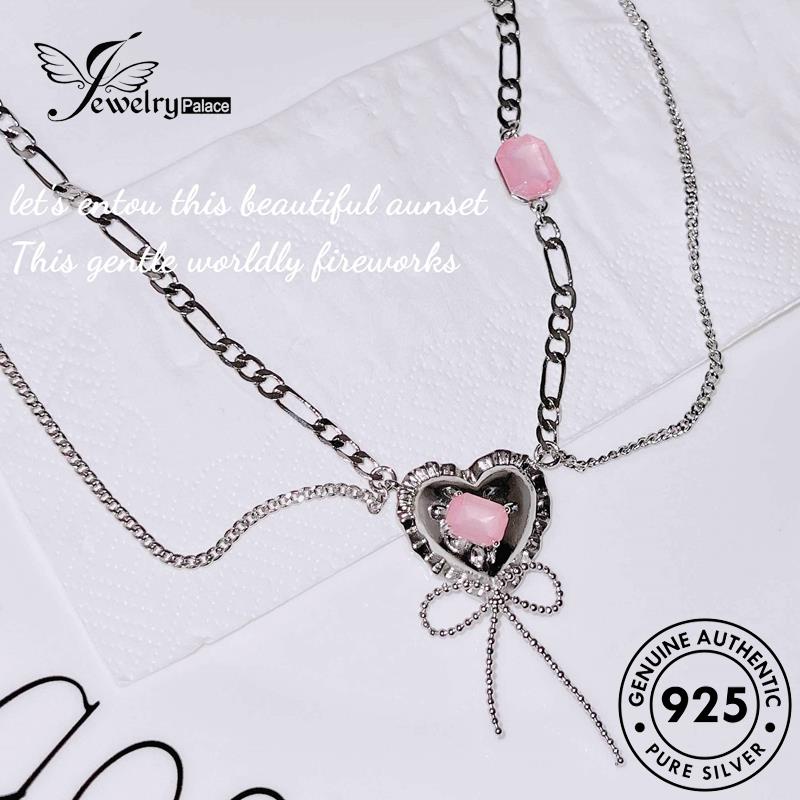 Jewelrypalace Original Set Jelly Wanita Kalung Pink Manis Kristal Silver Berlian925 S451