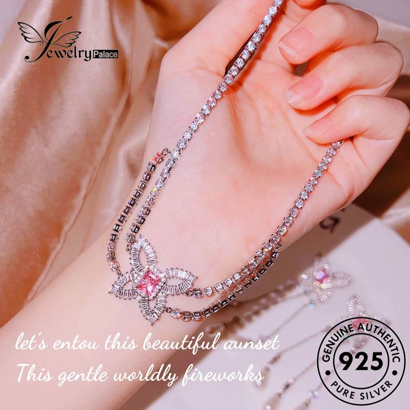 Jewelrypalace Kalung Perak Set Moissanite Kupu Berlian925 Wanita Asli S490