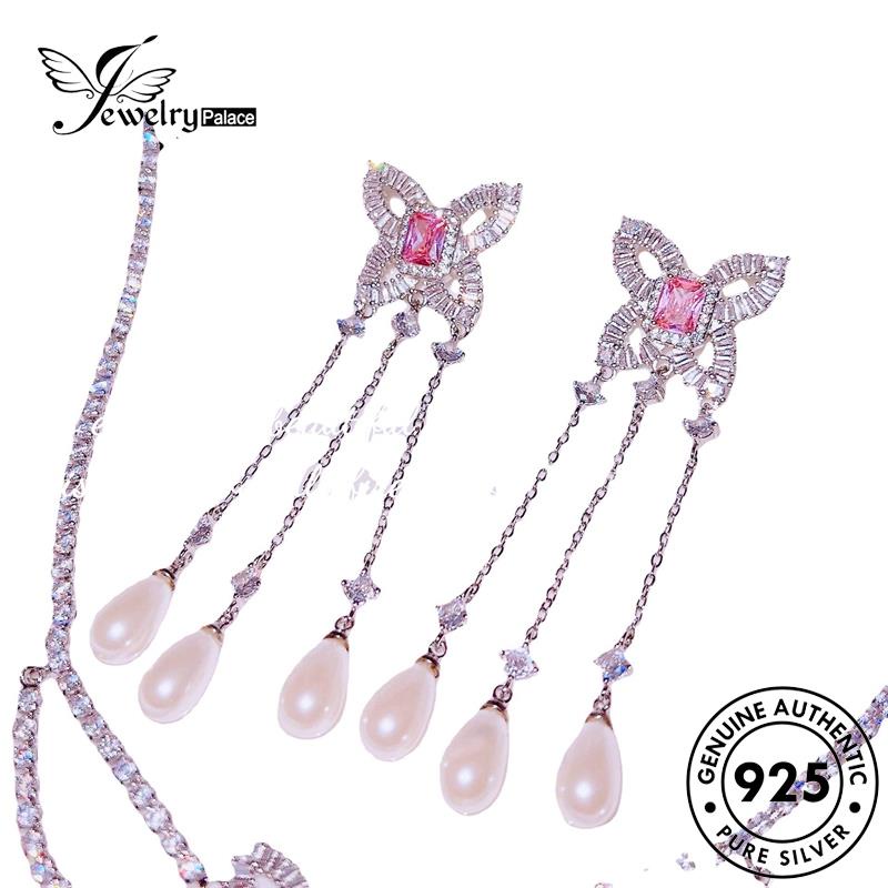 Jewelrypalace Kalung Perak Set Moissanite Kupu Berlian925 Wanita Asli S490