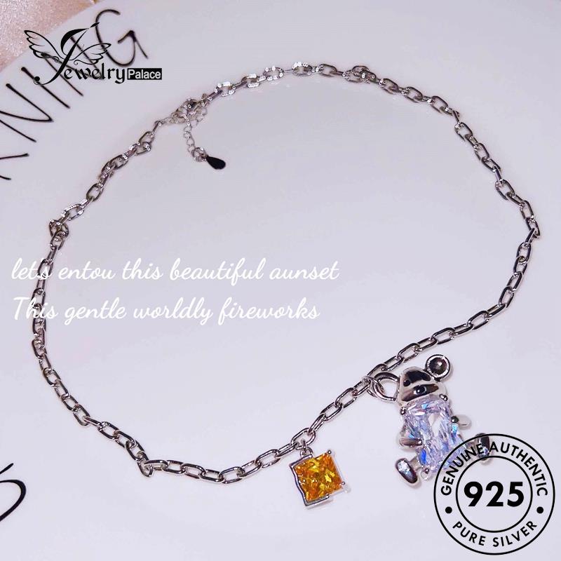 Jewelrypalace Wanita Moissanite Berlian Kecil Beruang Kalung Perak925Set Asli S498