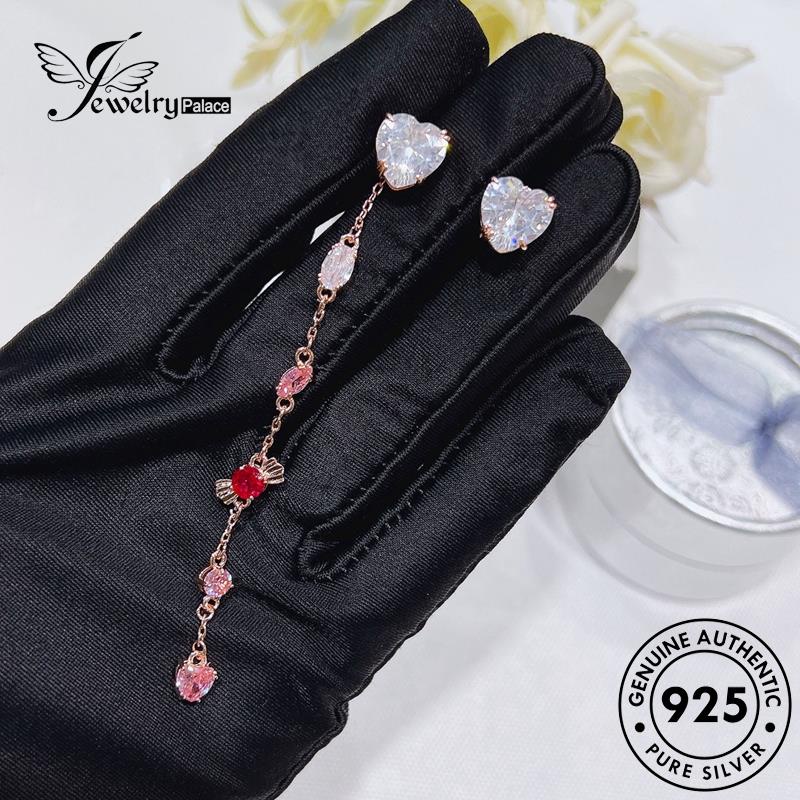 Jewelrypalace Set Kristal Pink Wanita Kalung925 Berlian Perak Asli Candy S476