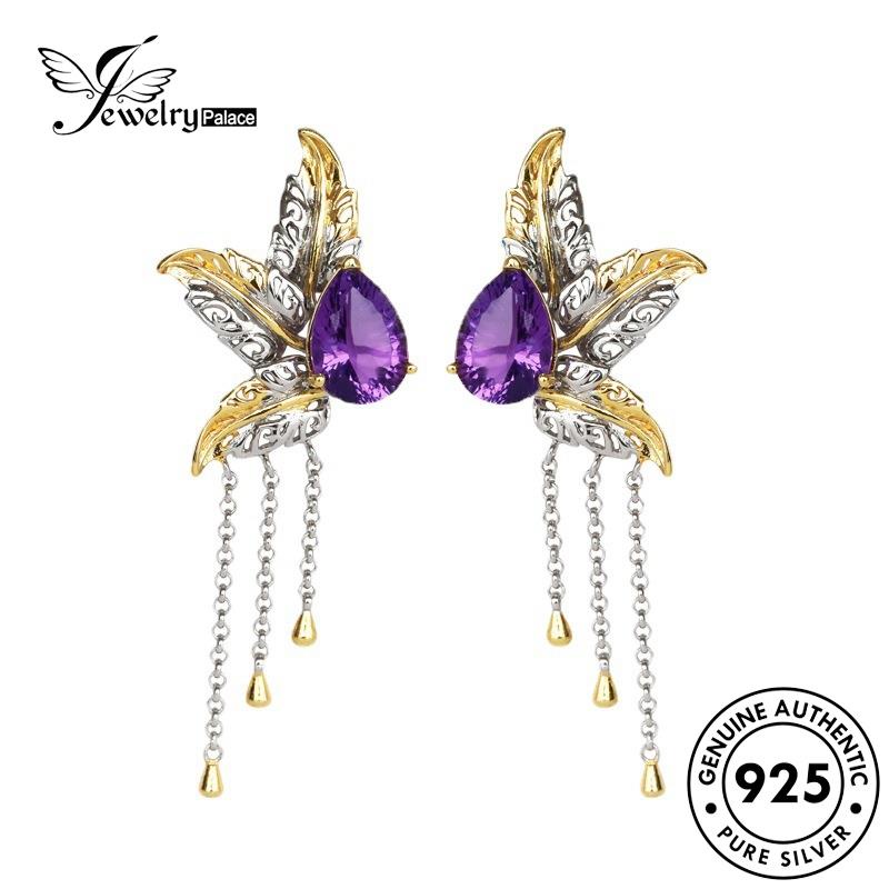 Jewelrypalace Asli Amethyst Perak925 Kalung Wanita Kupu Set S542