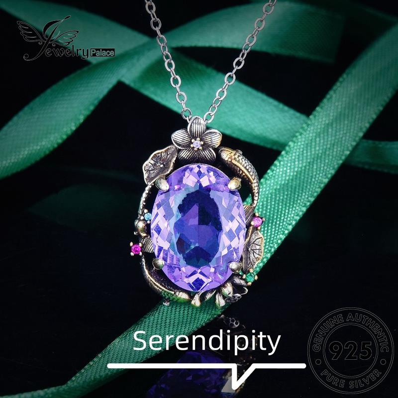 Jewelrypalace Kalung925 Perak Asli Wanita Amethyst Kerawang Kerawang Kerawang Set S545