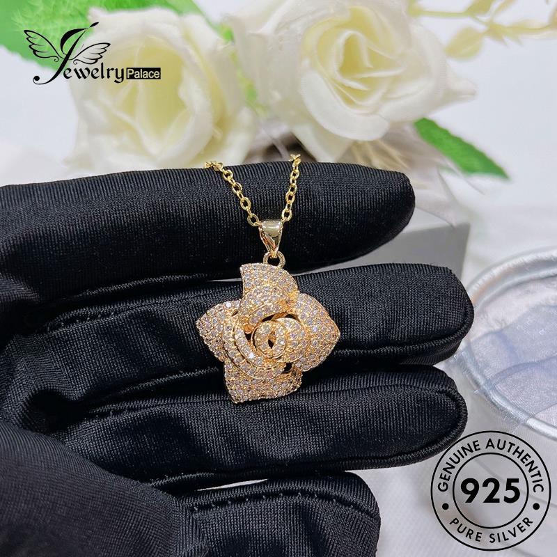 Jewelrypalace Perak Rose Gold Asli Wanita Moissanite Kalung925 Set Mewah Berlian S515