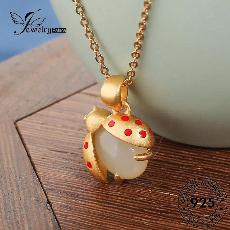 Jewelrypalace Ladybug Jade Wanita Asli Set Kalung925 Perak S590