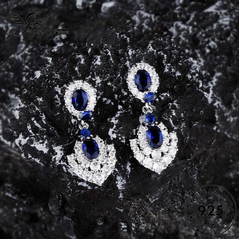 Jewelrypalace Set Kalung Perak925 Wanita Sapphire Asli Mewah S608