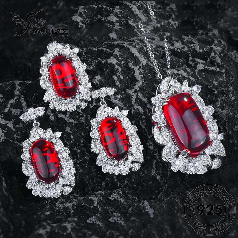 Jewelrypalace Ruby Original Kalung Wanita Set925Renda Perak S617