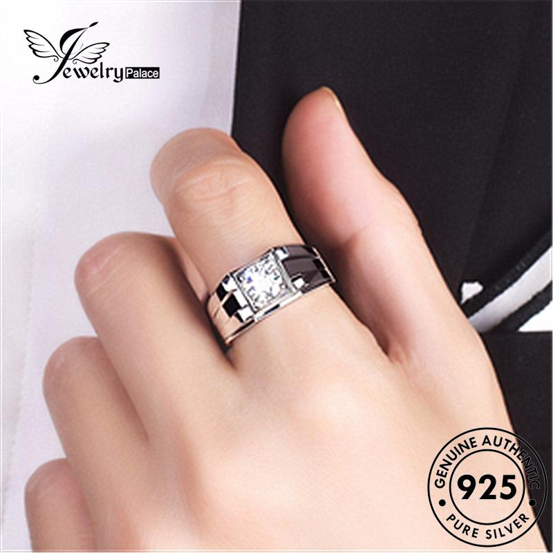 Jewelrypalace Cincin Klasik Moissanite925 Original Pria Berlian Perak R24