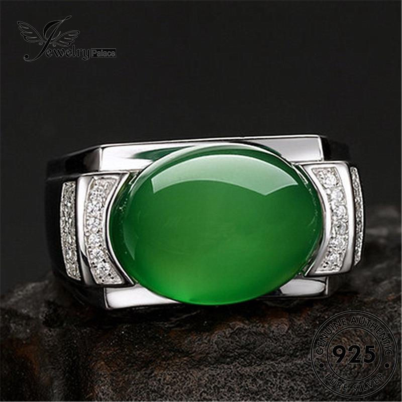 Jewelrypalace Cincin Perak Asli Oval925 Pria Giok Vintage R142