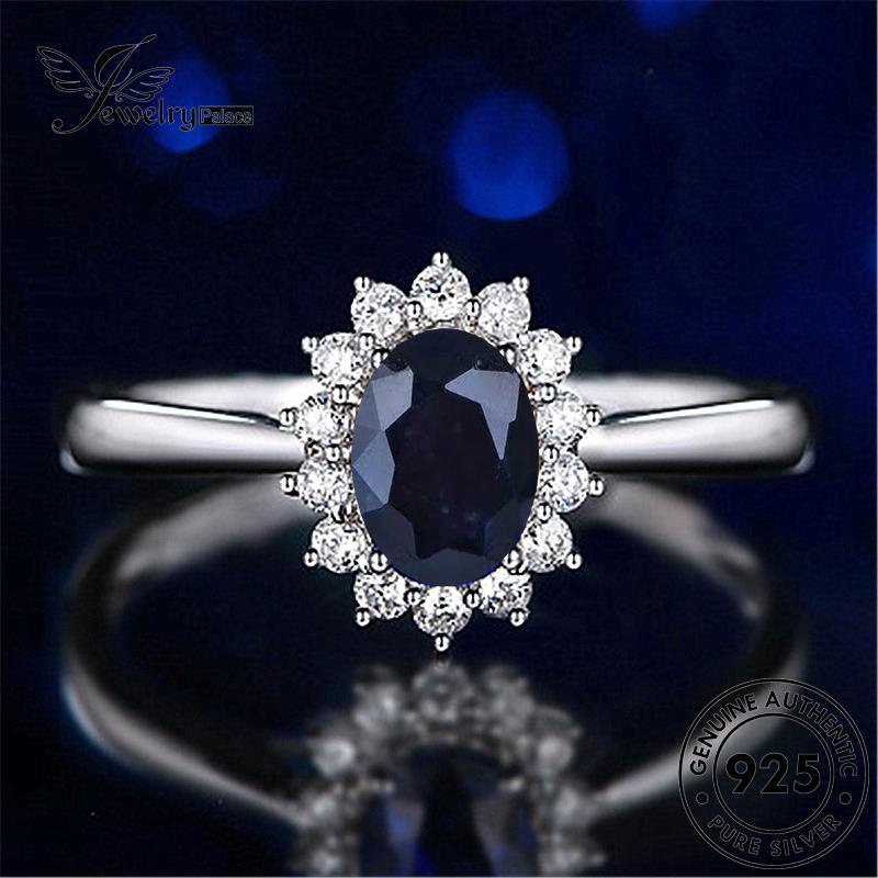 Jewelrypalace Cincin Klasik Wanita925 Safir Asli Oval Perak R153