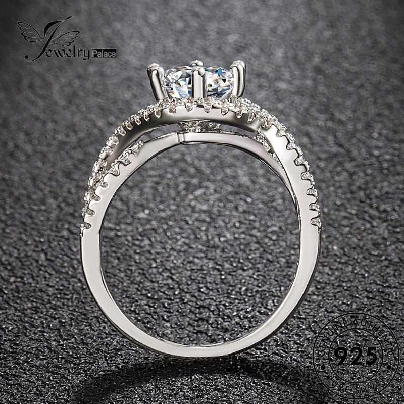 Jewelrypalace Berlian Simple Moissanite Asli 925cincin Lingkaran Wanita Perak R111