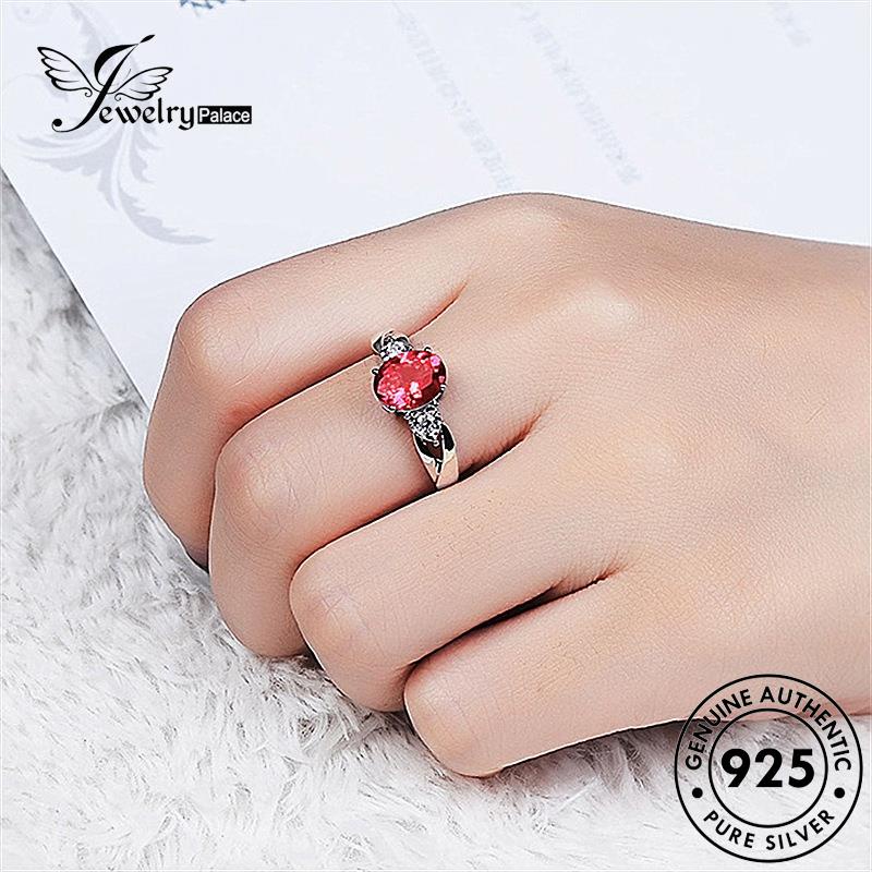 Jewelrypalace Cincin Imut Oval Berlian Pink Asli Perak Wanita925 Kristal R122