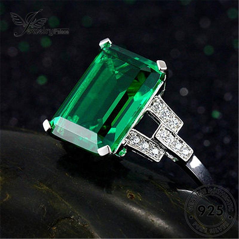 Jewelrypalace Cincin Retro Kotak925 Emerald Perak Asli Wanita R246