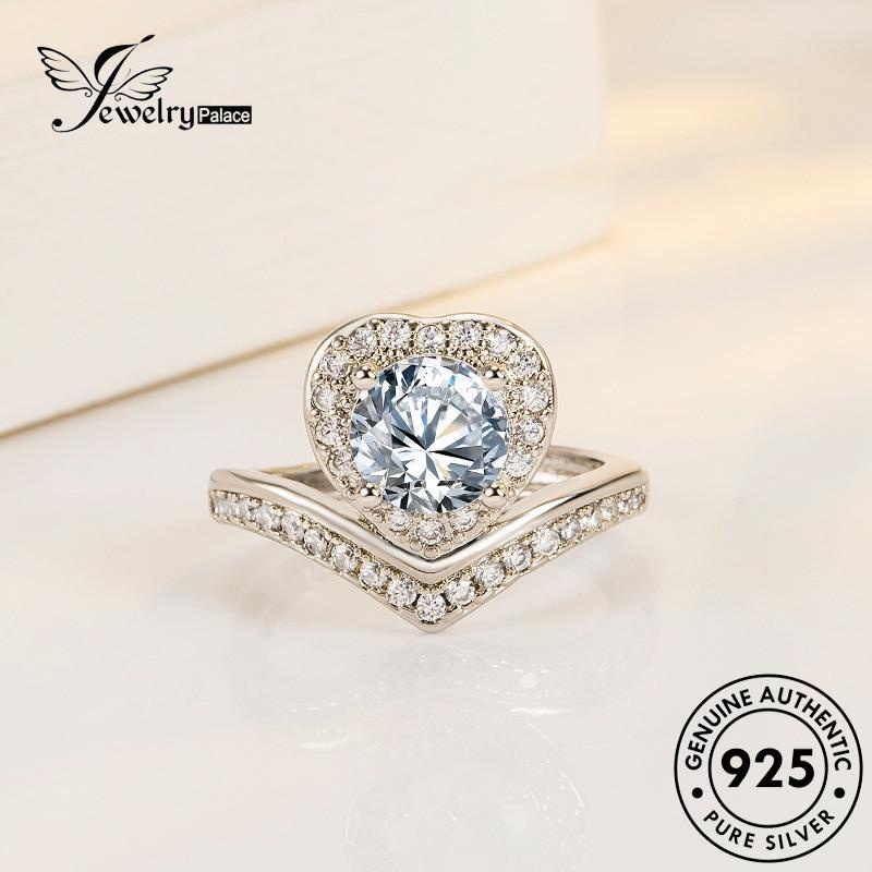 Jewelrypalace Cincin Wanita Asli Moissanite Kepribadian Perak Berlian Love925 R159