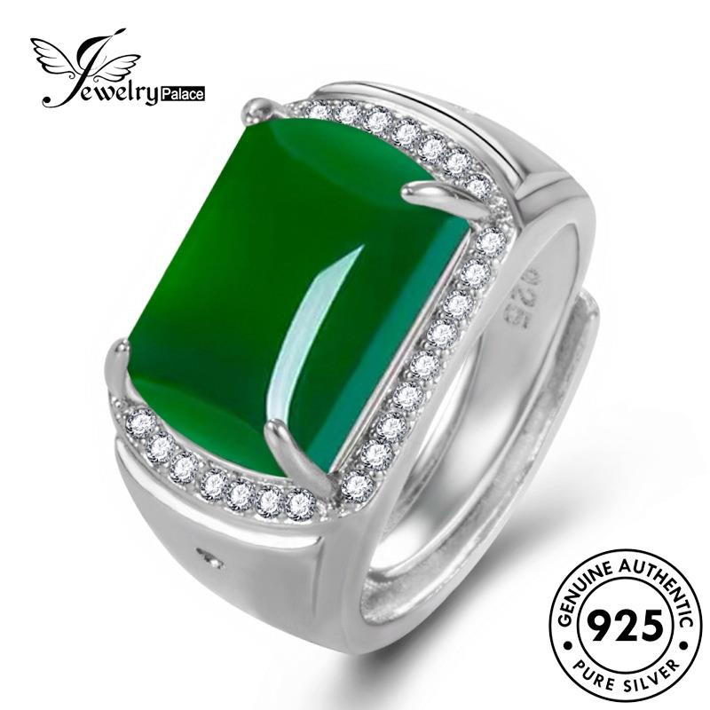 Jewelrypalace Cincin Perak Wanita Asli Square Jade Retro925 R172