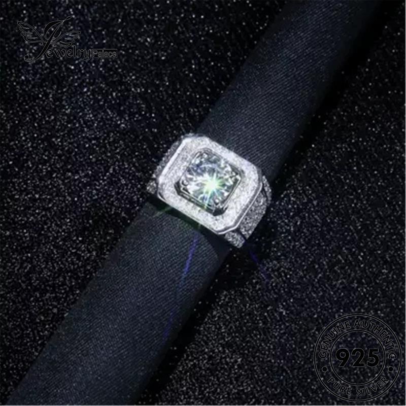 Perhiasantempat Cincin Asli925 Moissanite Pria Berlian Mendominasi Perak R390