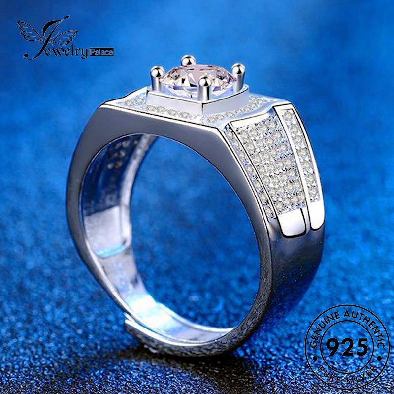 Jewelrypalace Pria Berlian Temperamen925 Asli Moissanite Cincin Perak R434