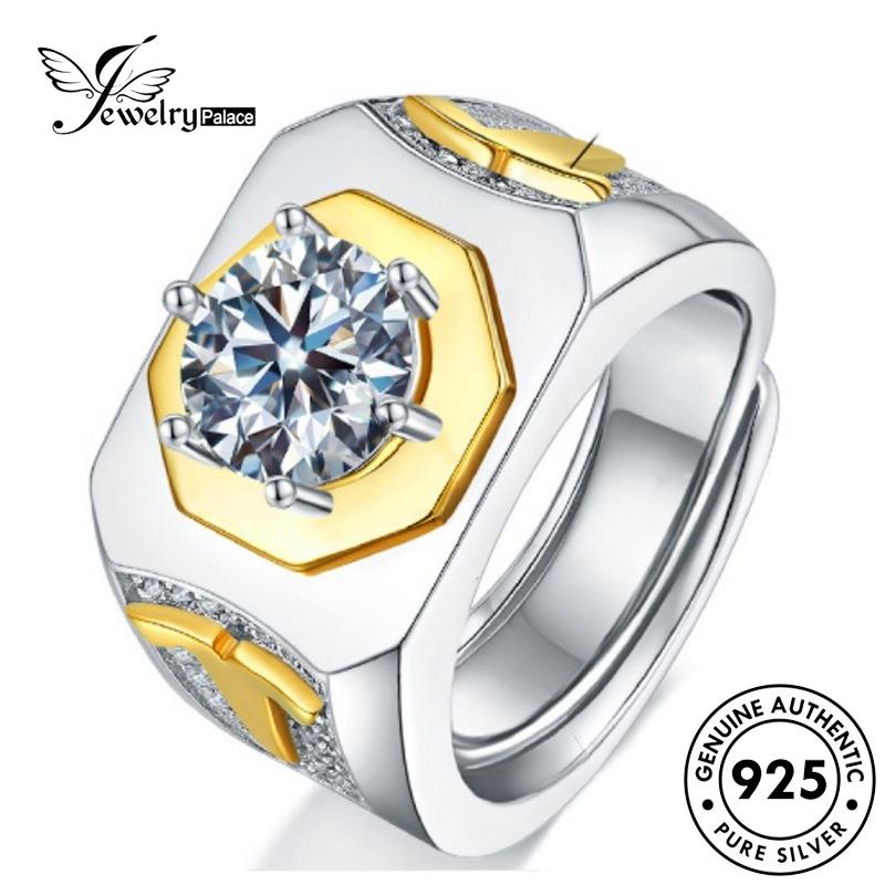 Jewelrypalace Cincin Perak Moissanite Berlian925 Kepribadian Asli Pria Warna R293