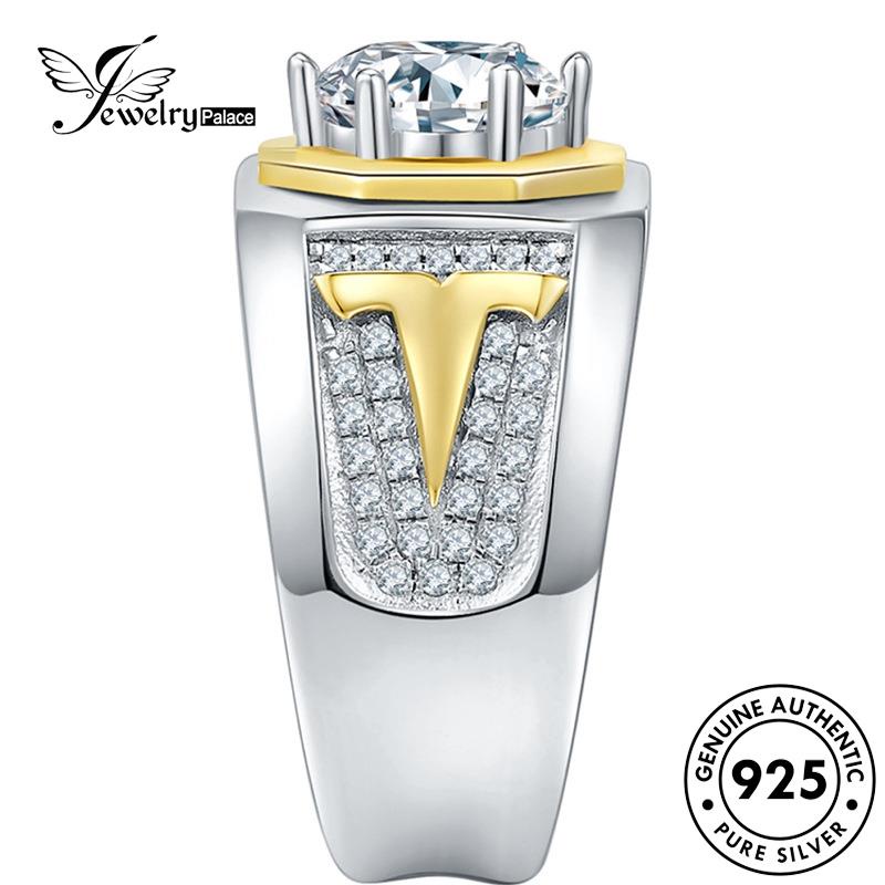 Jewelrypalace Cincin Perak Moissanite Berlian925 Kepribadian Asli Pria Warna R293