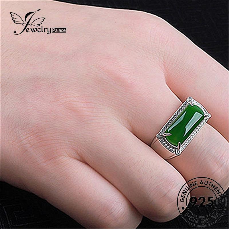 Jewelrypalace Temperamen Perak Asli Wanita Giok925Cincin Persegi R321