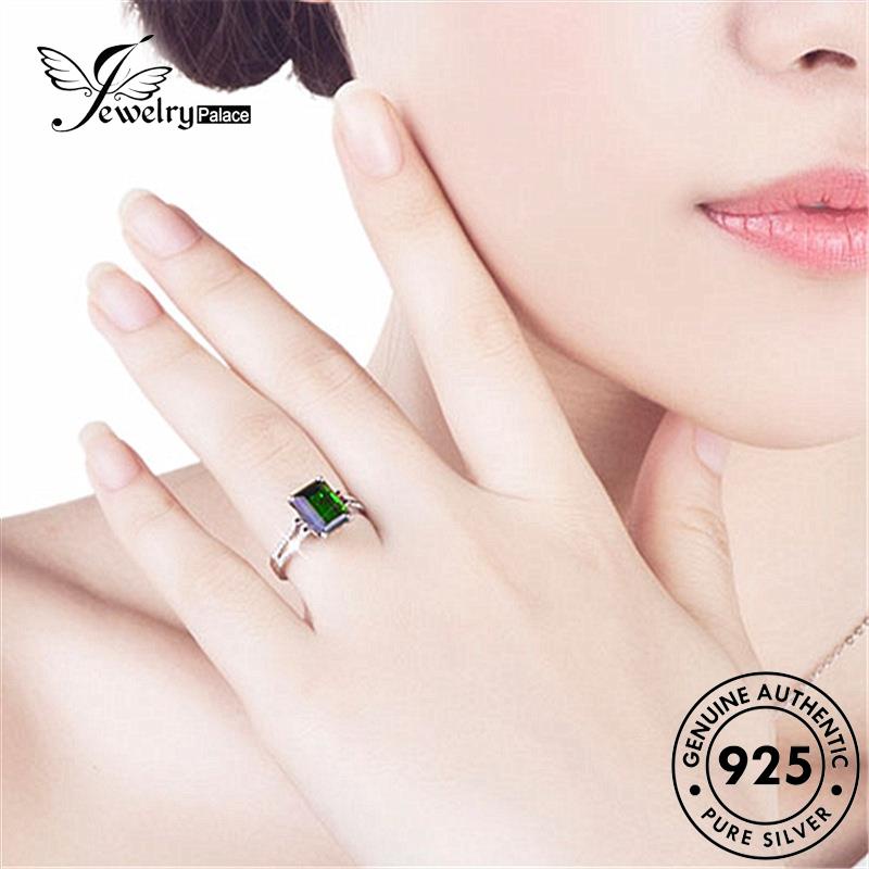 Jewelrypalace Cincin Temperamen Zamrud925Kotak Asli Wanita Perak R325