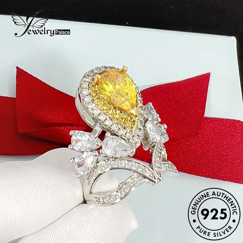 Jewelrypalace Drop Cincin Perak Mewah Asli Wanita925Bentuk Citrine R496