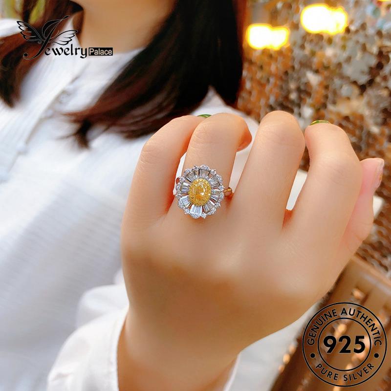 Jewelrypalace Wanita Asli Citrine Creative Silver Flowers Rings925 R500