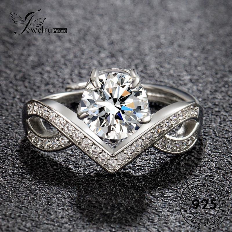 Jewelrypalace Moissanite Wanita925 Mahkota Asli Perak Berlian Klasik Rings R517