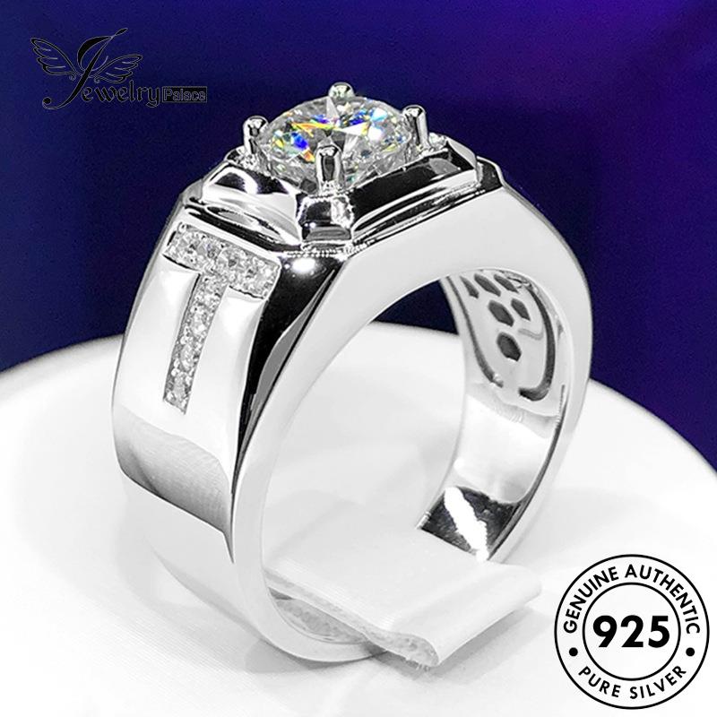 Jewelrypalace Cincin Huruf Fashion Asli T Pria Moissanite Perak925 Berlian R519