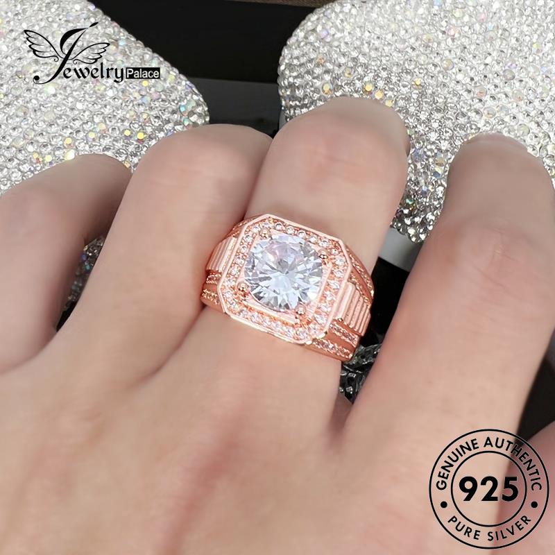 Perhiasantempat Berlian Moissanite Cakar Asli Mendominasi Empat Cincin Perak Wanita Emas925 R460