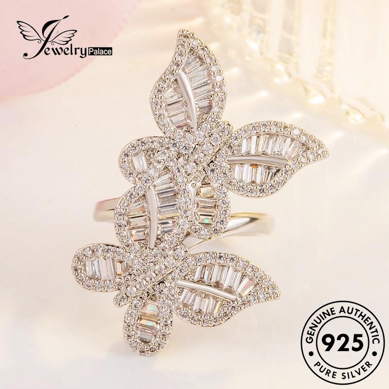 Jewelrypalace925 Cincin Berlian Asli Kreatif Perak Kupu-Kupu Moissanite Wanita R549