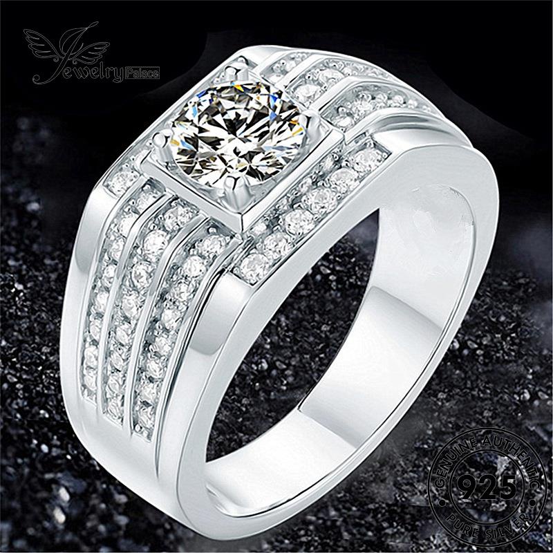 Jewelrypalace Fashion 925cincin Moissanite Asli Berlian Perak Pria R588