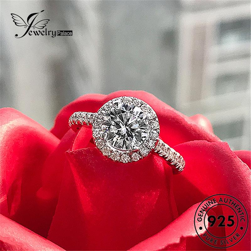 Tempat Perhiasan Wanita Perak Moissanite925 Cincin Fashion Berlian Bulat Asli R603