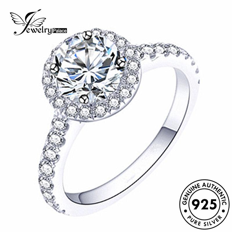 Tempat Perhiasan Wanita Perak Moissanite925 Cincin Fashion Berlian Bulat Asli R603