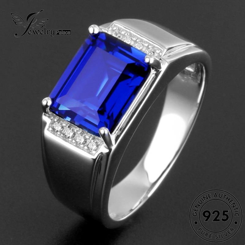 Jewelrypalace Kepribadian Aquamarine Wanita Asli925 Cincin Perak Kotak R862