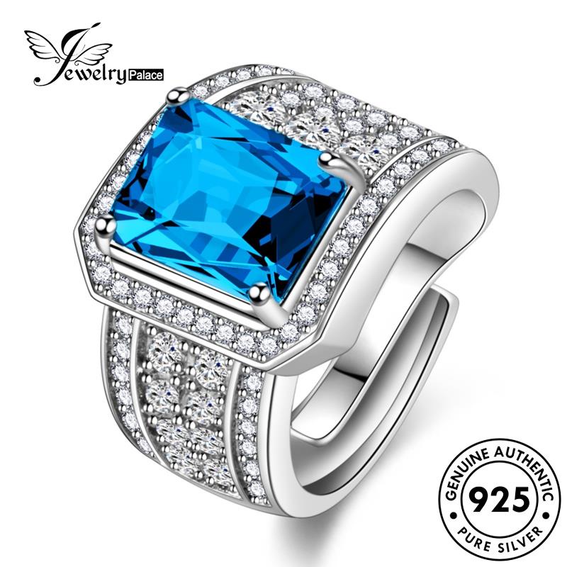 Jewelrypalace Square Cincin Mewah Perak Safir Wanita925 Asli R910