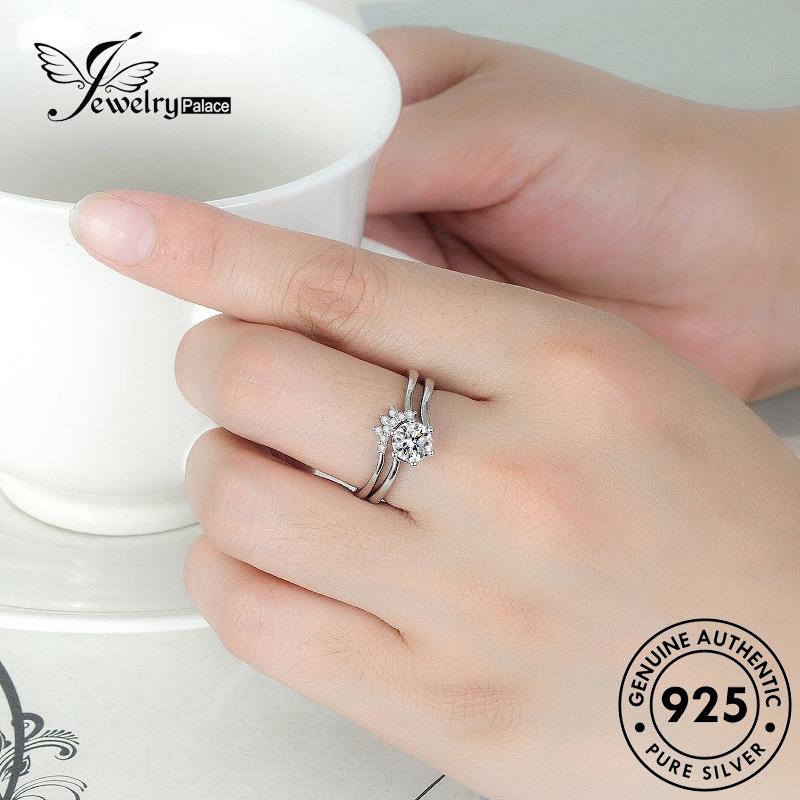 Perhiasantempat Cincin Couple Love Asli Moissanite Perak Simple Berlian925 R911