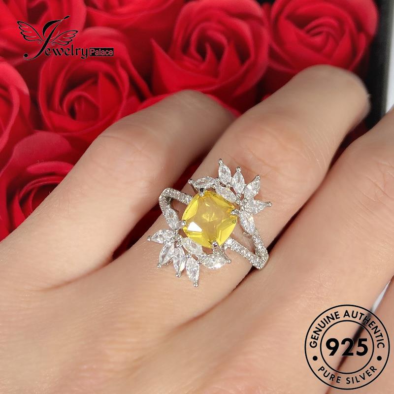 Jewelrypalace Citrine Original Cincin Perak925Bunga Mewah Wanita R921