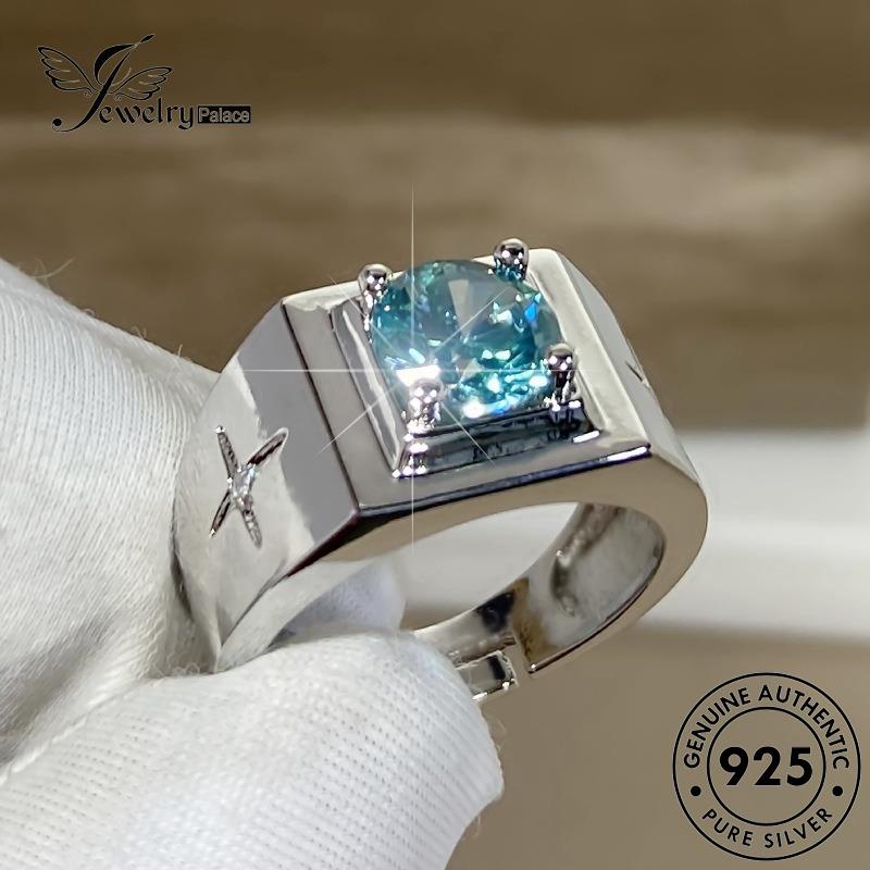 Jewelrypalace Aquamarine Perak925 Wanita Cross Kepribadian Cincin Asli R1005